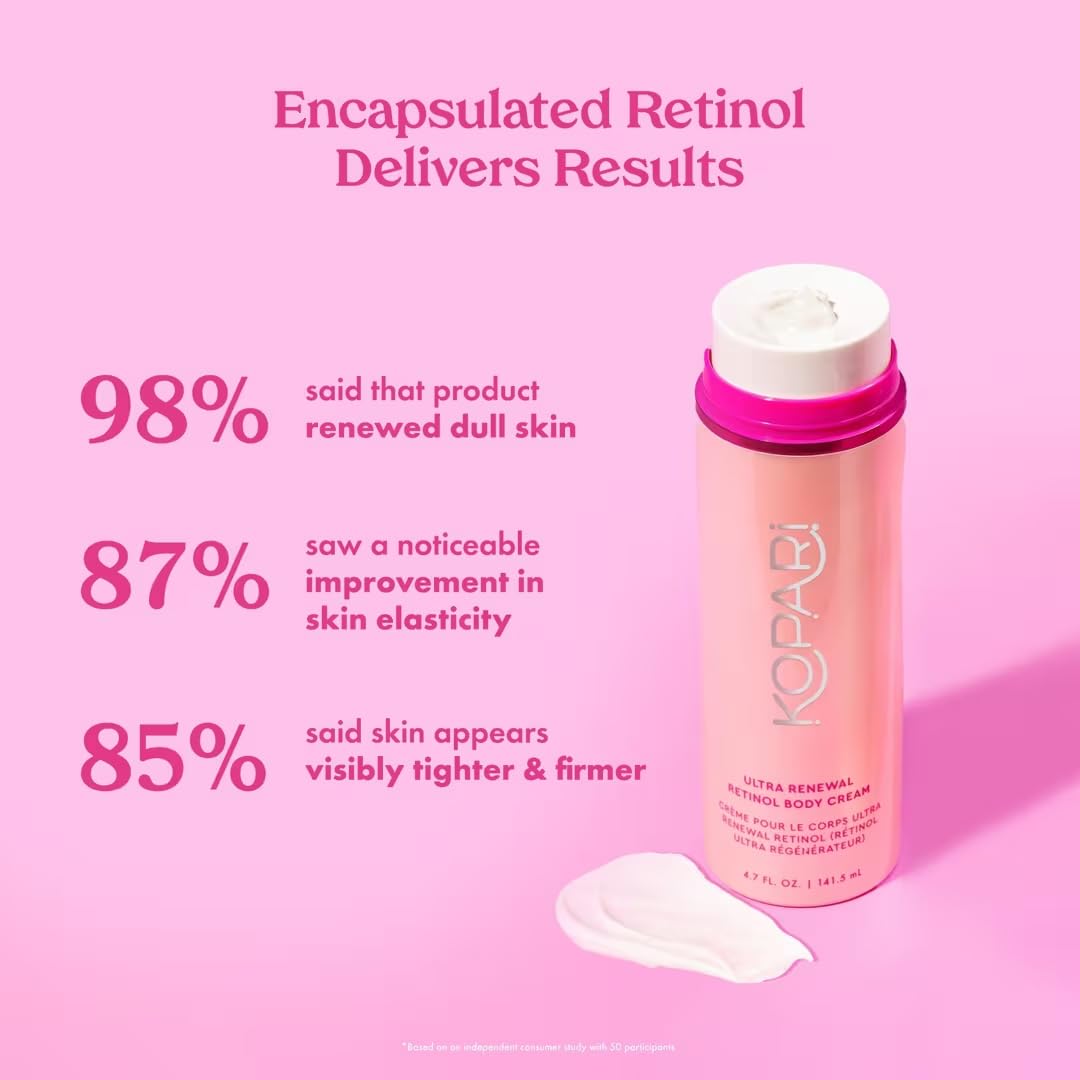 Kopari Ultra Renewal Retinol Body Cream, Infused with Acai & Encapsulated Retinol, Treat Fine Lines & Crepey Skin, Resurface & Boosts Collagen, 4.7 oz