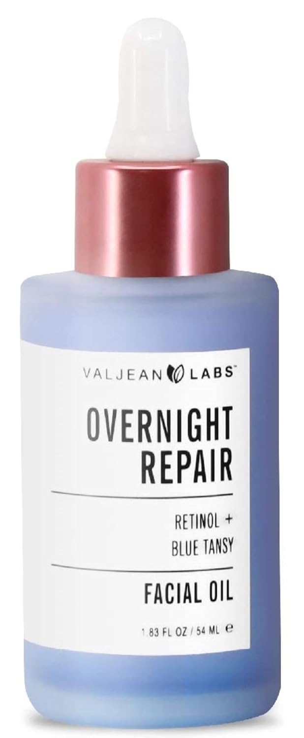 VALJEAN LABS Overnight Repair Facial Oil | Retinol and Blue Tansy | Helps to Even Skintone, Calm and Soothe Redness | Cruelty Free, Vegan, Made in USA (1.83 oz)