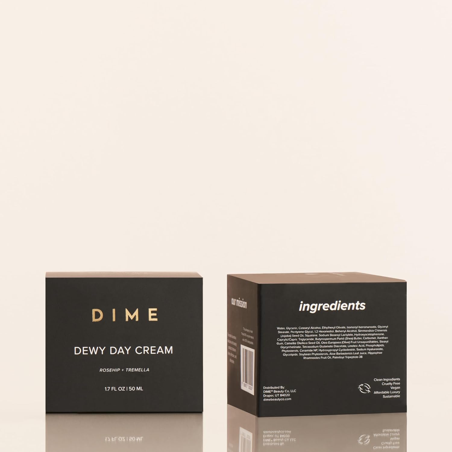 DIME Beauty Dewy Day Cream, Morning Face Moisturizer with Rosehip Oil and Tremella Snow Mushroom, 1.7 oz / 50 ml