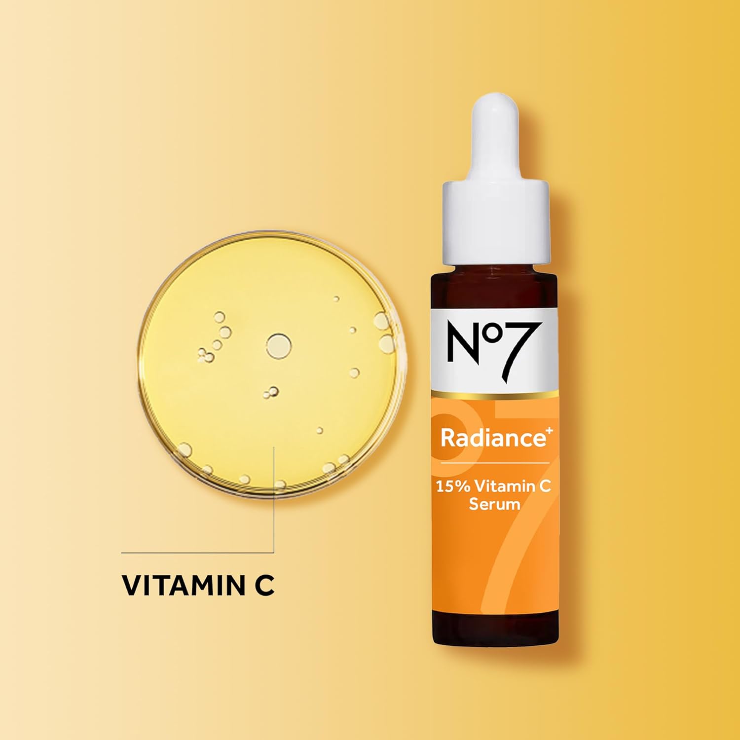 No7 Radiance+ 15% Vitamin C Serum - Radiance-Boosting Face Serum for Glowing Skin - Re-Energizing Vitamin C Skin Care for Daily Use (0.84 oz)