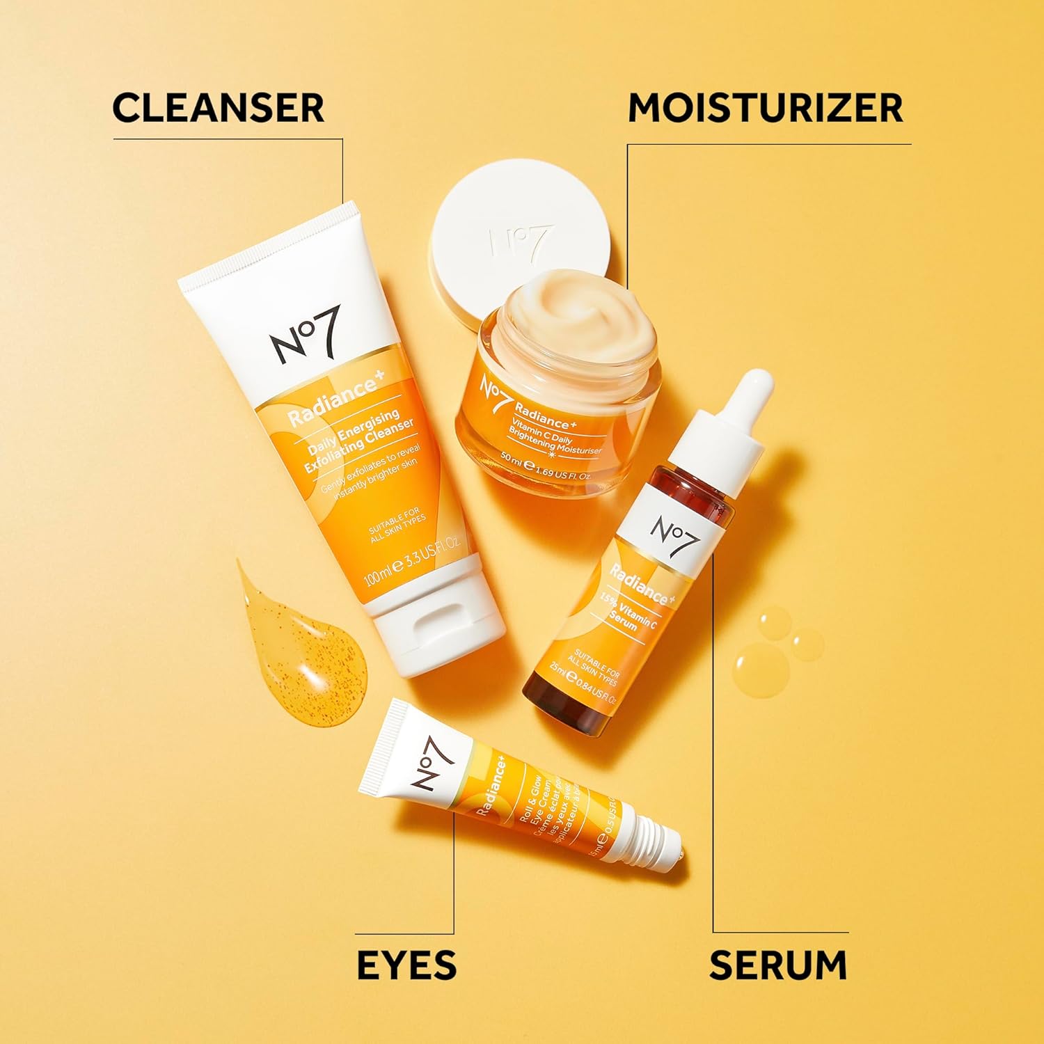 No7 Radiance+ 15% Vitamin C Serum - Radiance-Boosting Face Serum for Glowing Skin - Re-Energizing Vitamin C Skin Care for Daily Use (0.84 oz)