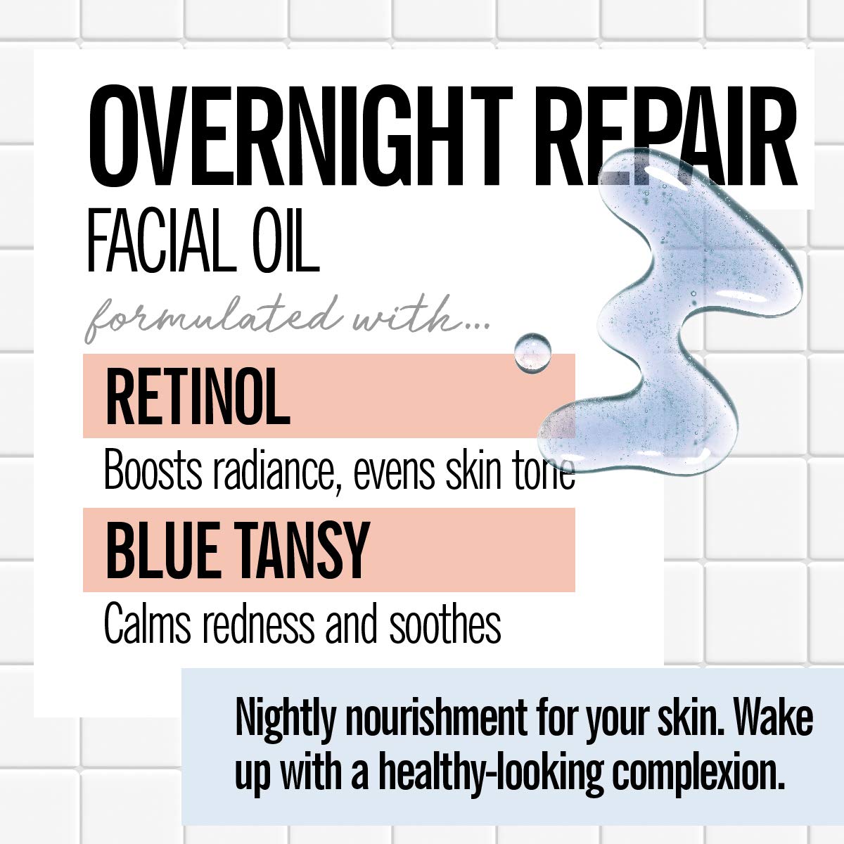 VALJEAN LABS Overnight Repair Facial Oil | Retinol and Blue Tansy | Helps to Even Skintone, Calm and Soothe Redness | Cruelty Free, Vegan, Made in USA (1.83 oz)